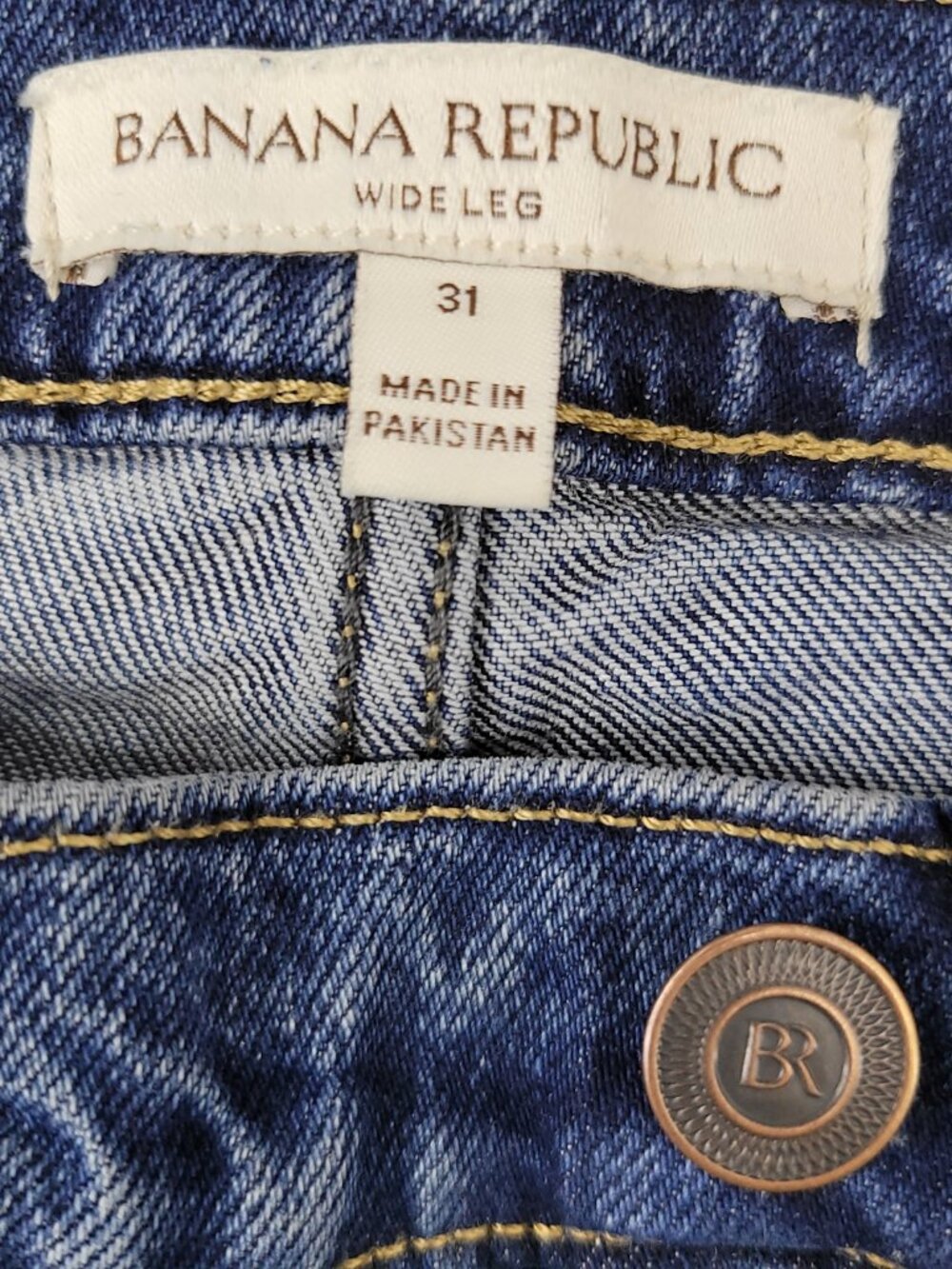 Banana Republic Jeans Womens 31 Blue The Icon Classic Wide Leg Medium Wash Denim - Picture 4 of 16